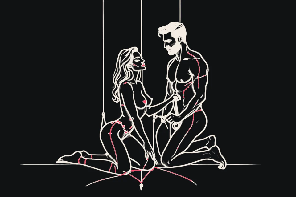 A kneeling man looks up at a hand holding a small key