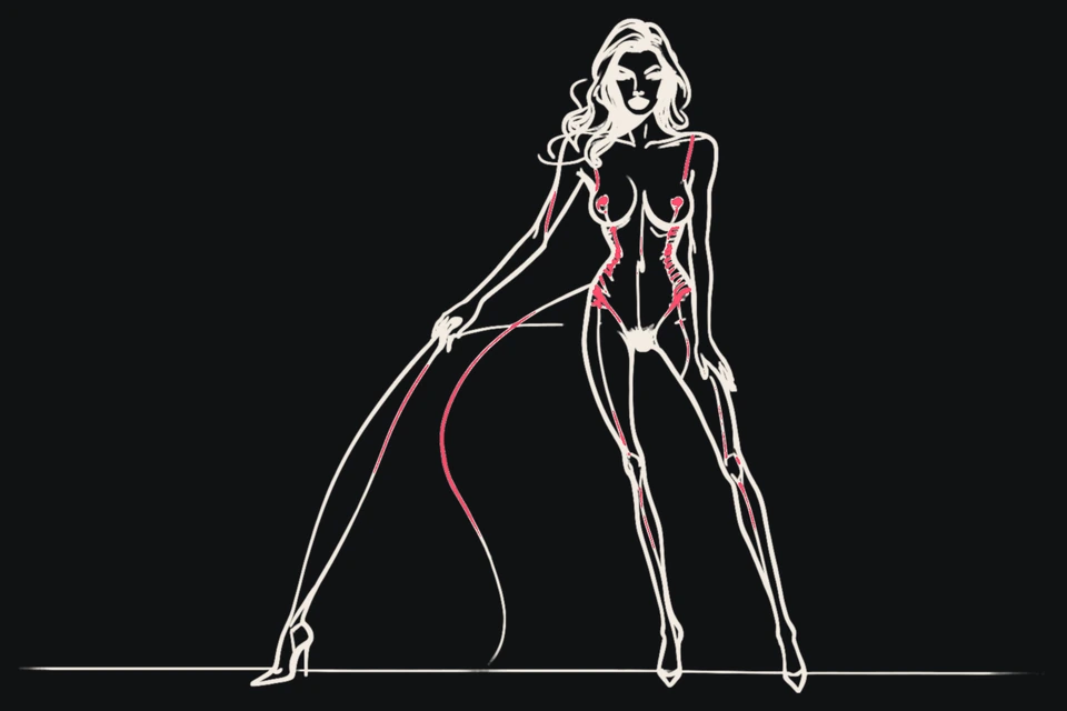 A tall slim woman stands in a model pose